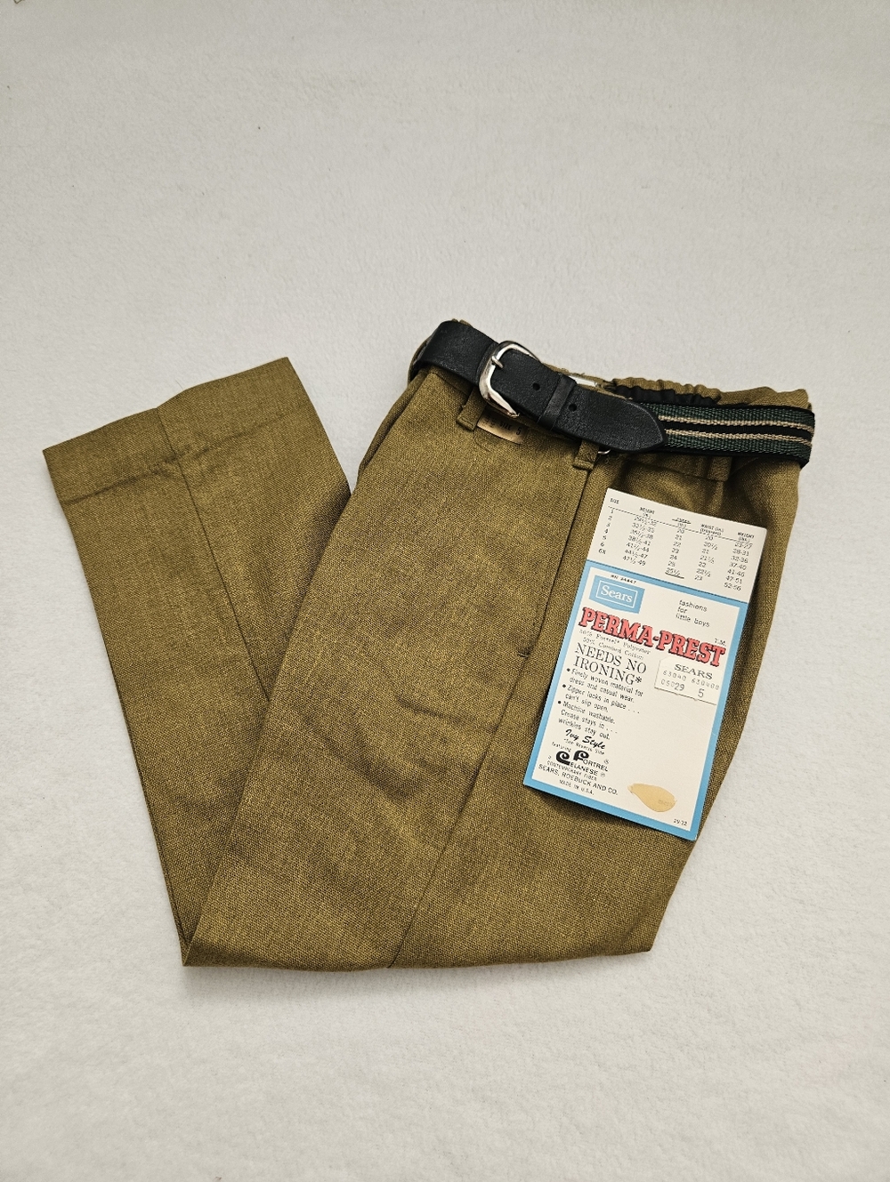 Vintage 70's Sears Perma-Prest Boys Size 5 Khaki Dress Pants